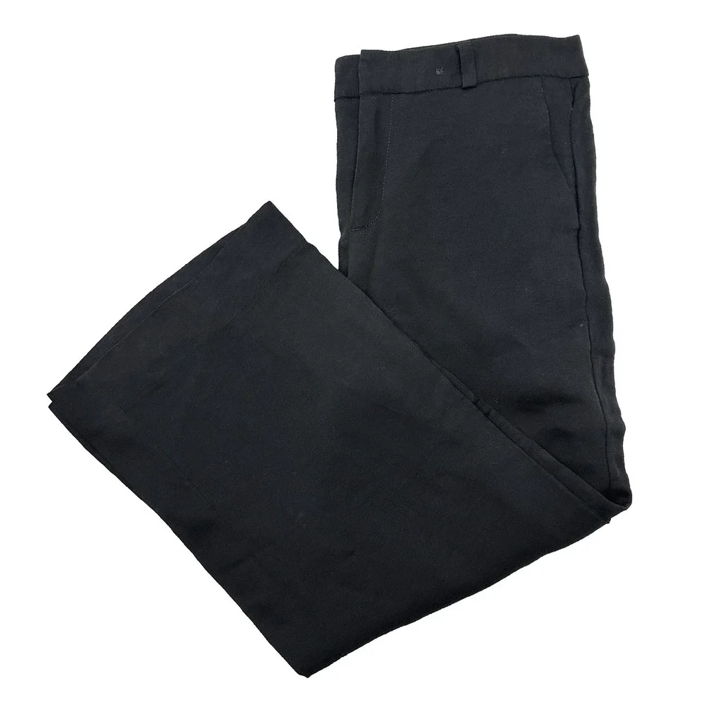 BANANA REPUBLIC Chic Linen Blend Wide Leg Dress‎ Pant Trouser • 4 • black